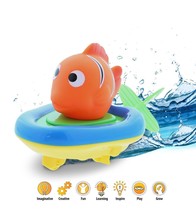 Boat Racer Buddy Pull N Go Float Bath Toy 6&quot; For Baby Toddler  Orange Reef Fish - £25.27 GBP