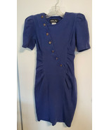 Vintage 90s Petite Jazz Women's Royal Blue Button-up Sheath Dress Size 6 - $14.49 CAD