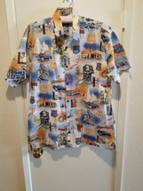 Vintage High Seas Route 66 Collar Shirt L All Over Print USA Made Bob&#39;s Big Boy - £27.45 GBP