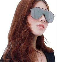 Fendi Shield Aviator Sunglasses $520 Metallic Grey Mirror 140mm Made Ita... - £153.44 GBP