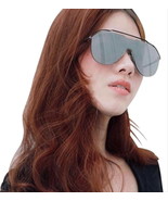 Fendi Shield Aviator Sunglasses $520 Metallic Grey Mirror 140mm Made Ita... - £153.44 GBP