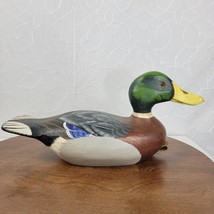 Vintage Signed Wood Carved Peabody Hotel Drake Mallard Duck Decoy Glass Eyes - £240.73 GBP