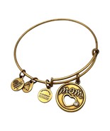 Alex and Ani Bracelet &quot;Mom&quot; Heart Charm Round Shaped Gold Tone Bangle Vt... - $7.92