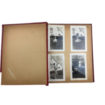 Vintage 1950s Scrapbook Photo Album Christmas Tree Toys Doll Rushton Black White - $46.54