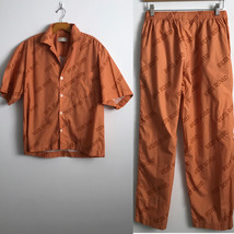 Dreme Everywear PJ Set Mens M Orange Lounge 2 Piece Shirt Button Short S... - £18.00 GBP