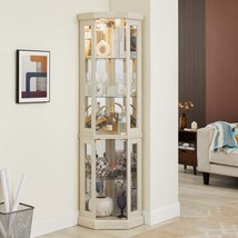 White Lighted Corner Curio Cabinet Display Case - $5,044.31 MXN
