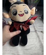 Dan Dee Halloween Vampire Plush Shiny Glittery Red Cape Bow 8&quot; Stuffed T... - $170.35 MXN