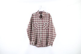 Vintage 70s Levis Mens Large Distressed Double Pocket Flannel Button Shirt Plaid - £31.54 GBP