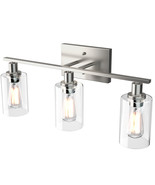 3-Light Wall Sconce Bathroom Vanity Light Fixtures w/Clear Glass Shade f... - £80.20 GBP