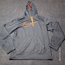 Nike Therma-Fit Hooded Sweatshirt Adult Size Small Gray With Orange Swoosh - $17.05