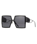 Dior Montaigne 8072K Square Oversized Sunglasses Black With Gray Lens - £151.44 GBP