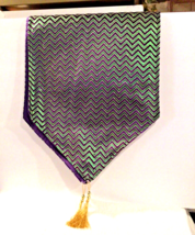 Mardi Gras Chevron Purple/Green Stripe Pattern with Gold Tassels Runner - £13.54 GBP