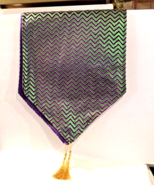 Mardi Gras Chevron Purple/Green Stripe Pattern with Gold Tassels Runner - £13.33 GBP