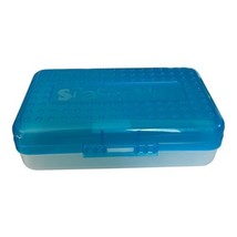 Vintage 90’s Spacemaker Pencil Box Blue Frosted Clear Plastic Storage Case - $12.00