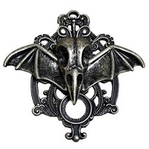 Bat Wings Bird Skull Pendant Large Silver Gothic Halloween - £11.82 GBP