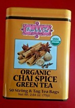 BREW LA LA TEA ORGANIC CHAI SPICE GREEN TEA  50 STRING &amp; TAG TEA BAGS  - £10.87 GBP
