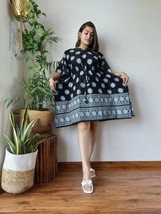 Authentic  Print Black Kaftan For Dress Winter Fall Bridesmaid Dress Bea... - $39.99