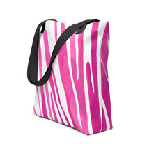 New Tote Bag Geometric Design Pink Large Dual Handle Polyester 15 in x 1... - $18.38