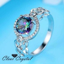 RING; Mult-icolor Zircon w/ Crystal Zirconia Accents 18K White Gold Filled SZ 8 - £12.22 GBP