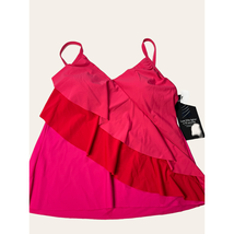 Miraclesuit Diagonal Tiered Ruffle Tankini Top | Pink | Size 8 NEW! - £33.02 GBP