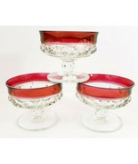 Ruby Crown Thumbprint Indiana Colony  Set of 3 Sherbet Dishes - $21.95