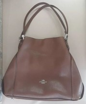 Coach Edie Shoulder Bag 31 Refined Pebbled Leather Handbag Tote Brown - £54.52 GBP