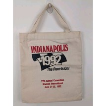 Indianapolis Vintage Tote Bag Canvas 1992 The Race Is On Kiwanis 13x15&quot; ... - £9.73 GBP