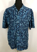Aeropostale Mens Large Casual Hawaiian Camp Short Sleeve Shirt Blue Polyester - £13.94 GBP