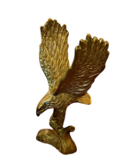 Solid Brass AMERICAN BALD EAGLE on Branch Sculpture 8 Inch BIRD FIGURE V... - $16.29