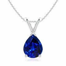 ANGARA 9x7mm Natural Blue Sapphire Solitaire Pendant Necklace in Silver for Girl - £505.38 GBP+