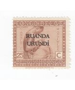 Belgian Congo, 1924 -1926, 25 Ct, Postage Stamps Overprinted "RUANDA - U... - $7.79