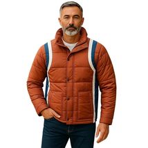 Vintage 70s West Wind Orange Blue White Bomber Jacket Medium M - $79.35