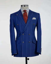 British Style Groomsman Wedding Pantsuits Jacket, Pants Wide Stripe 2 Pcs - £159.46 GBP