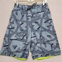 Nike Men&#39;s Swim Trunks Size M Medium Blue Black Gray Geometric Polyester - £18.68 GBP