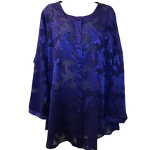 Solange Satin Women&#39;s Purple Pajama Set NWT 18/20 Floral Design Shirt Top - £26.61 GBP