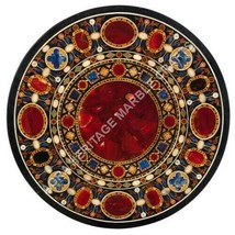 Marble 34&quot; Round Dining Table Top Scagliola Inlay Italian Christmas Decor E1518 - £1,462.62 GBP