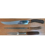 Sheffield England Stag Horn 3 pc Set Knife Fork Sharpener Gently Used Nice! - $26.73 CAD