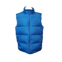 Lands&#39; End Puffer Vest Packable Unisex Down Feather Vest Blue Sz L - £22.55 GBP