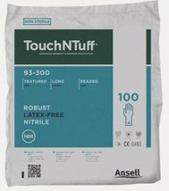 100 Ansell TouchNTuff 93-300 Disposable Nitrile Cleanroom Glove Chem Resist XL - £19.14 GBP