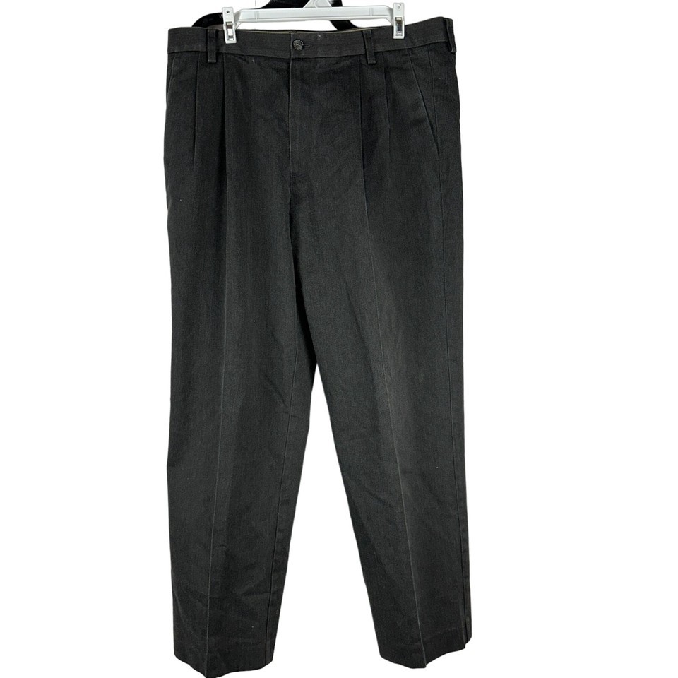 Dockers Mens D3 Classic Fit Black Pleated Pants 36x30 Cotton Blend - $19.10