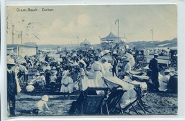 Ocean Beach Crowd Durban KwaZulu Natal South Africa 1908 postcard - £5.81 GBP
