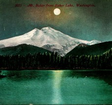 Mount Mt Baker Night View Moonlit From Baker Lake 1913 Vtg Postcard Ed Mitchell - £7.64 GBP