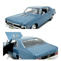 1/24 Diecast Model Car 1970 Chevrolet Nova Ss Blue - £50.18 GBP