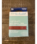 Brother P-touch Embellish Tape for Label Maker 1/2&quot; Gold on Red Satin Ri... - $11.76
