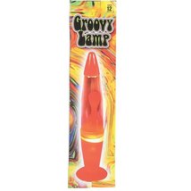 Groovy Lava Lamp 13.5 Inches Tall Tabletop Lava Lamp Red Wax Clear Liqui... - £20.35 GBP