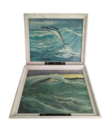 Set 2 Vtg 22x18&quot; Framed W Goadby Lawrence Fishing Canvas Prints Seagram ... - $131.42 CAD
