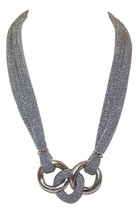 Adami and Martucci Silver Mesh Necklace with Round Chain Links Pendant - £183.11 GBP
