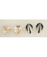 Vintage Lot Costume Jewelry MOP Abalone Shell Inlay Pierced Earrings - £14.78 GBP