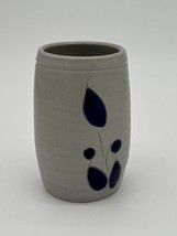 Williamsburg Pottery Hand Carved Floral Cobalt Salt Glaze Vase. 5” Tall - $13.10