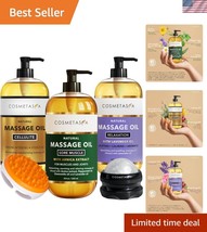 Soothing Lavender Massage Oil Kit with Rollers &amp; Mitt for Relaxing Spa T... - $60.00